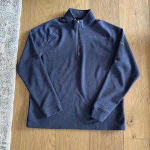 Dunning Golf 1/4 Zip Pullover Men's Medium Blue Heather Performance Wool Blend